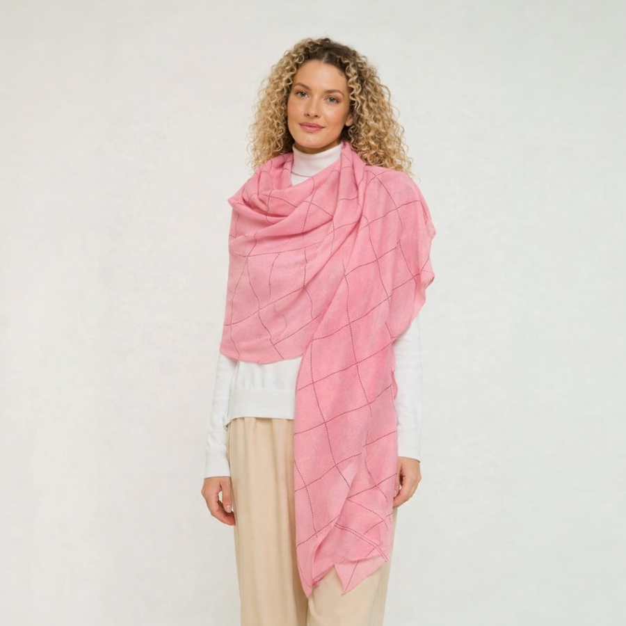 Julian Cashmere Bling Pink Handwoven Wedding Wrap Shawl