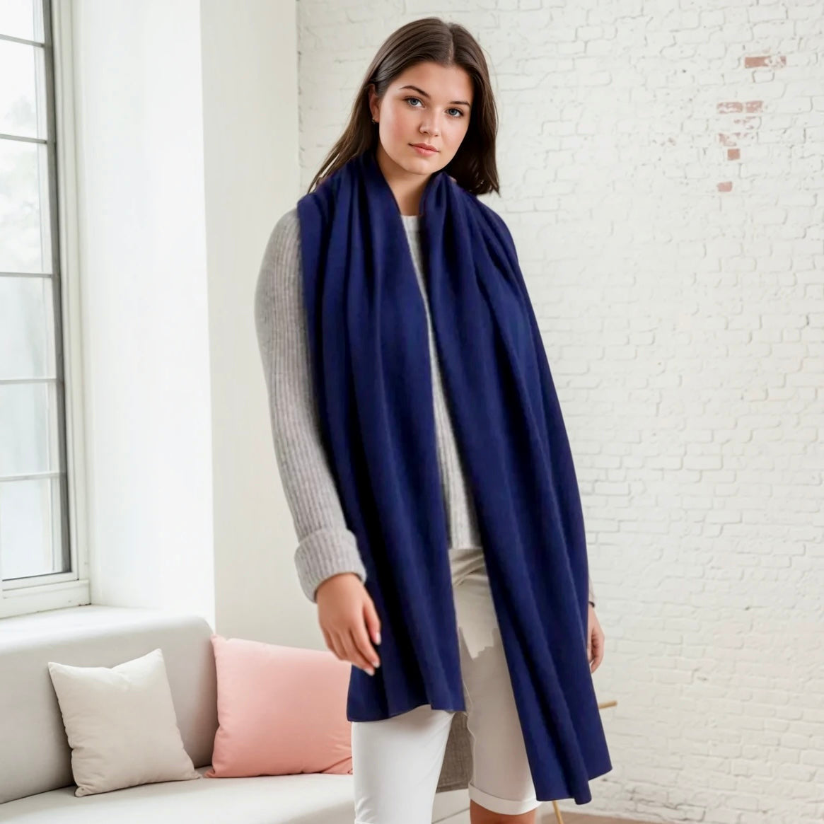 100% Cashmere 2 ply Knitted Julian Oversized Wrap -Unisex -30 Colours available