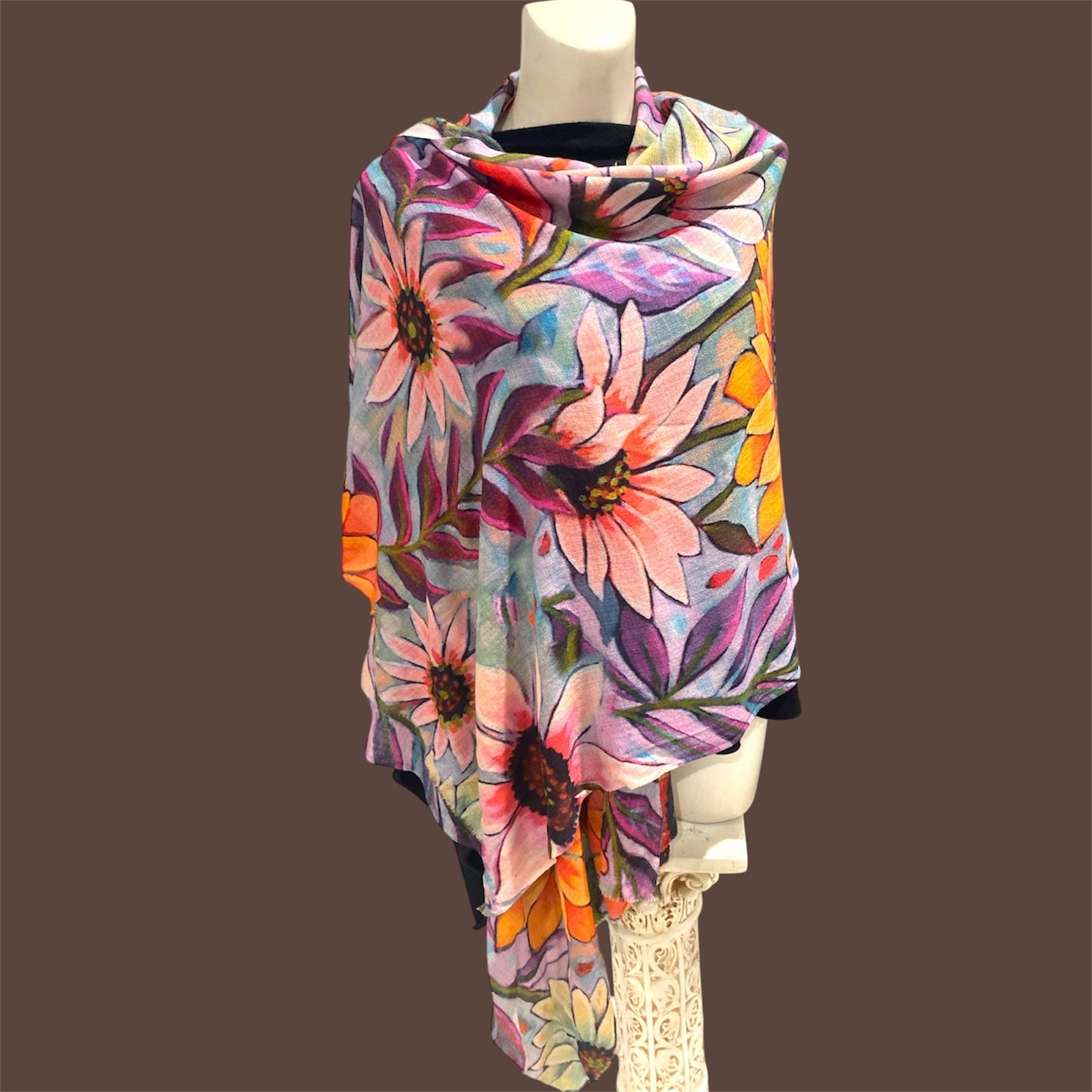 Floral Artisans -100% Cashmere Julian Scarf /Wrap