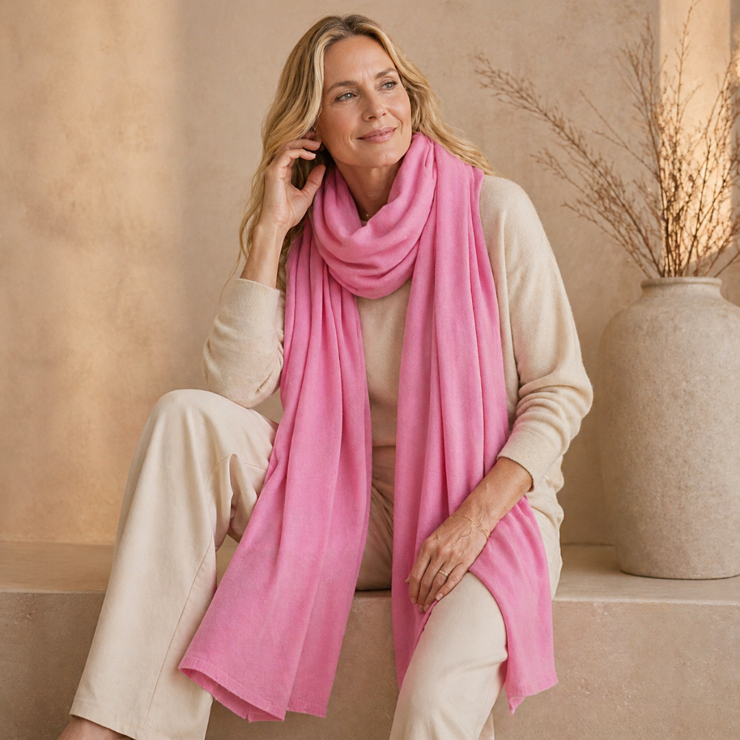 Julian Fresh Pink Cashmere Travel Wrap-Mklane Australia