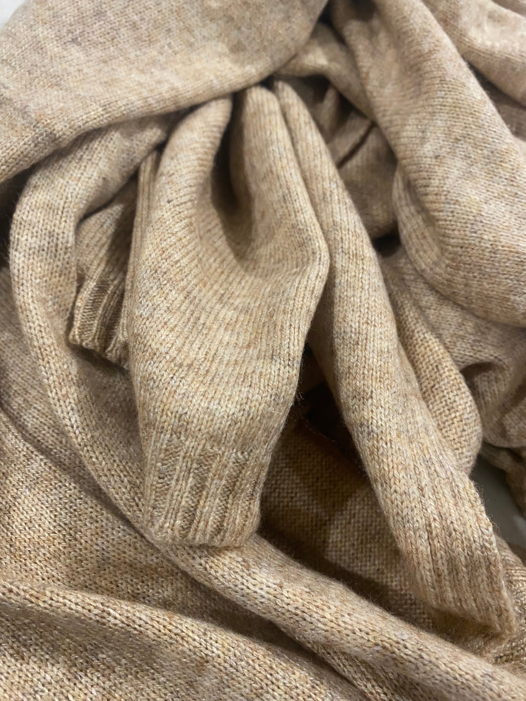 Beige Julian 100% Cashmere Knitted 2 Ply  Extra large Travel Wrap/Shawl