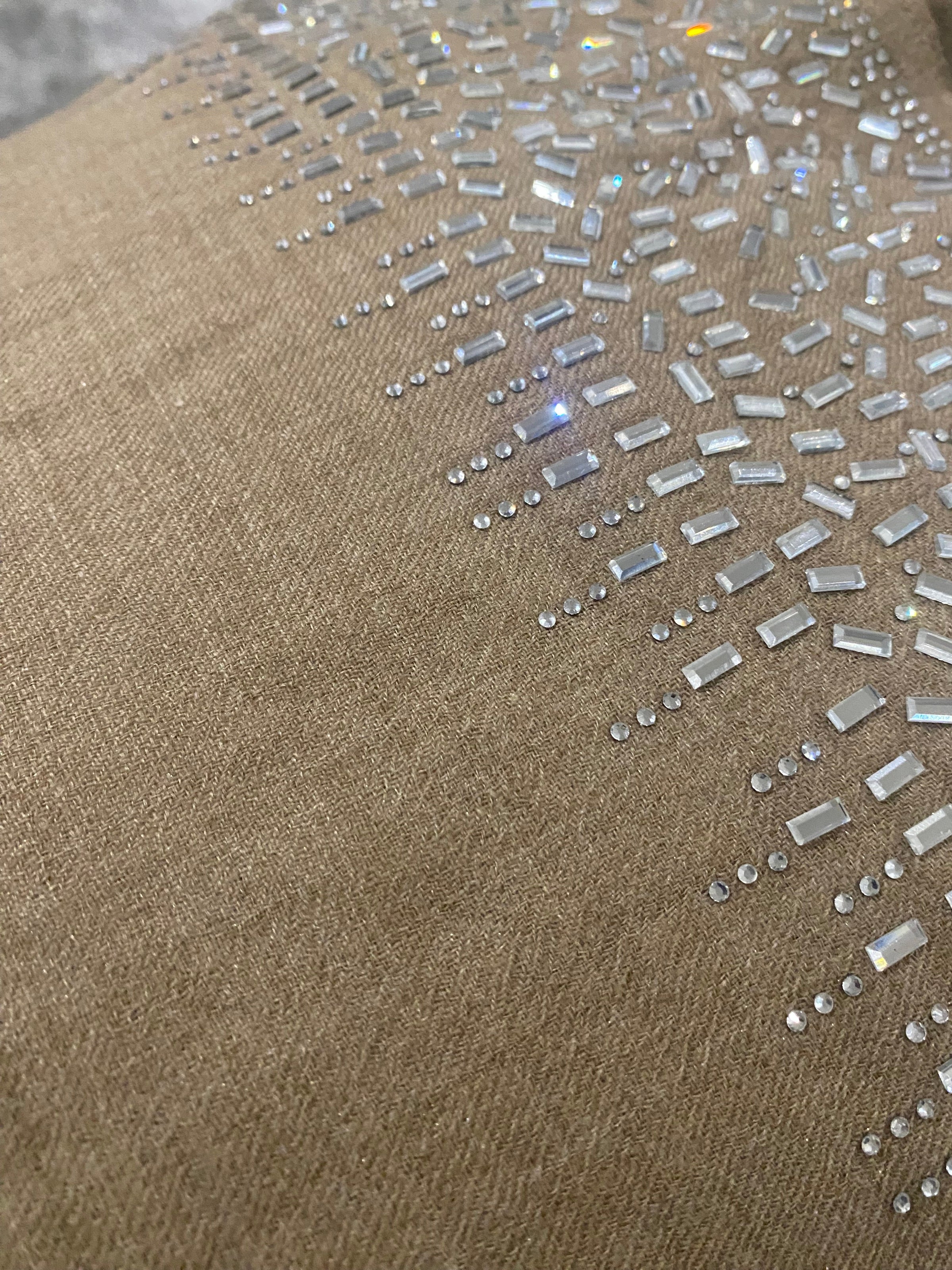 Julian Pure Cashmere Silver Beaded Crystals Handwoven Wedding Wrap Scarf