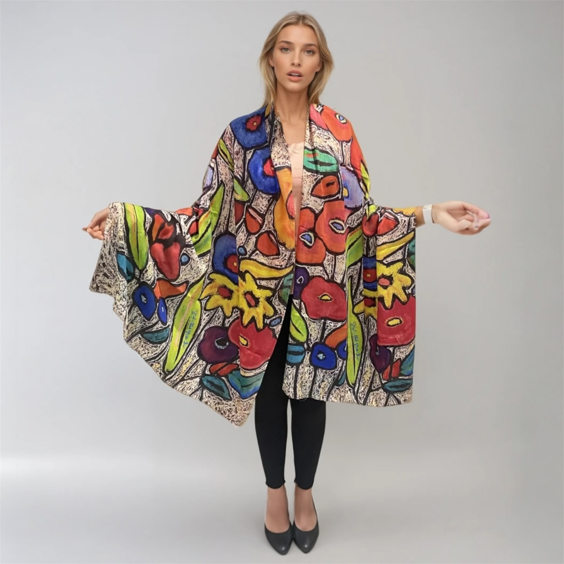 Cashmere Printed Wearable art Julian Ultralight Scarf-More Designs Available