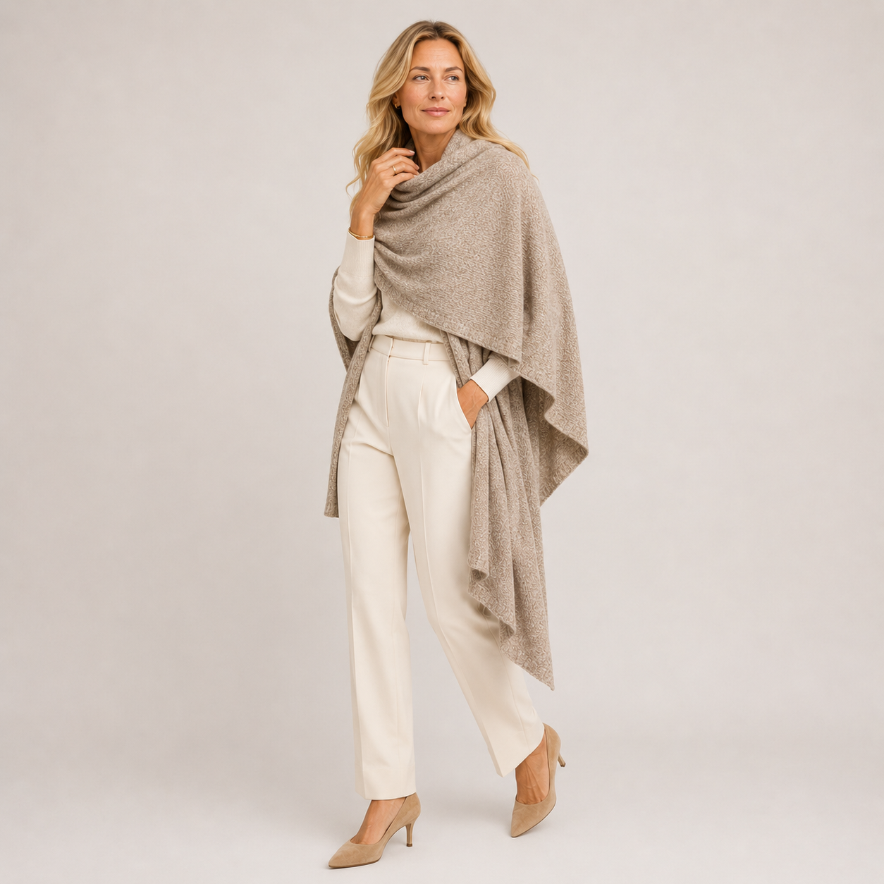 100% Cashmere 2 ply Knitted Julian Oversized Wrap -Unisex -30 Colours available