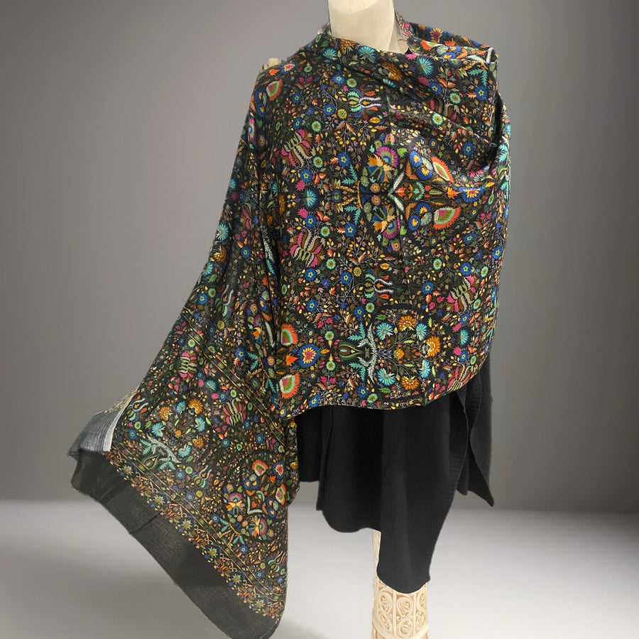 Maya Julian Black Cashmere Silk Scarf