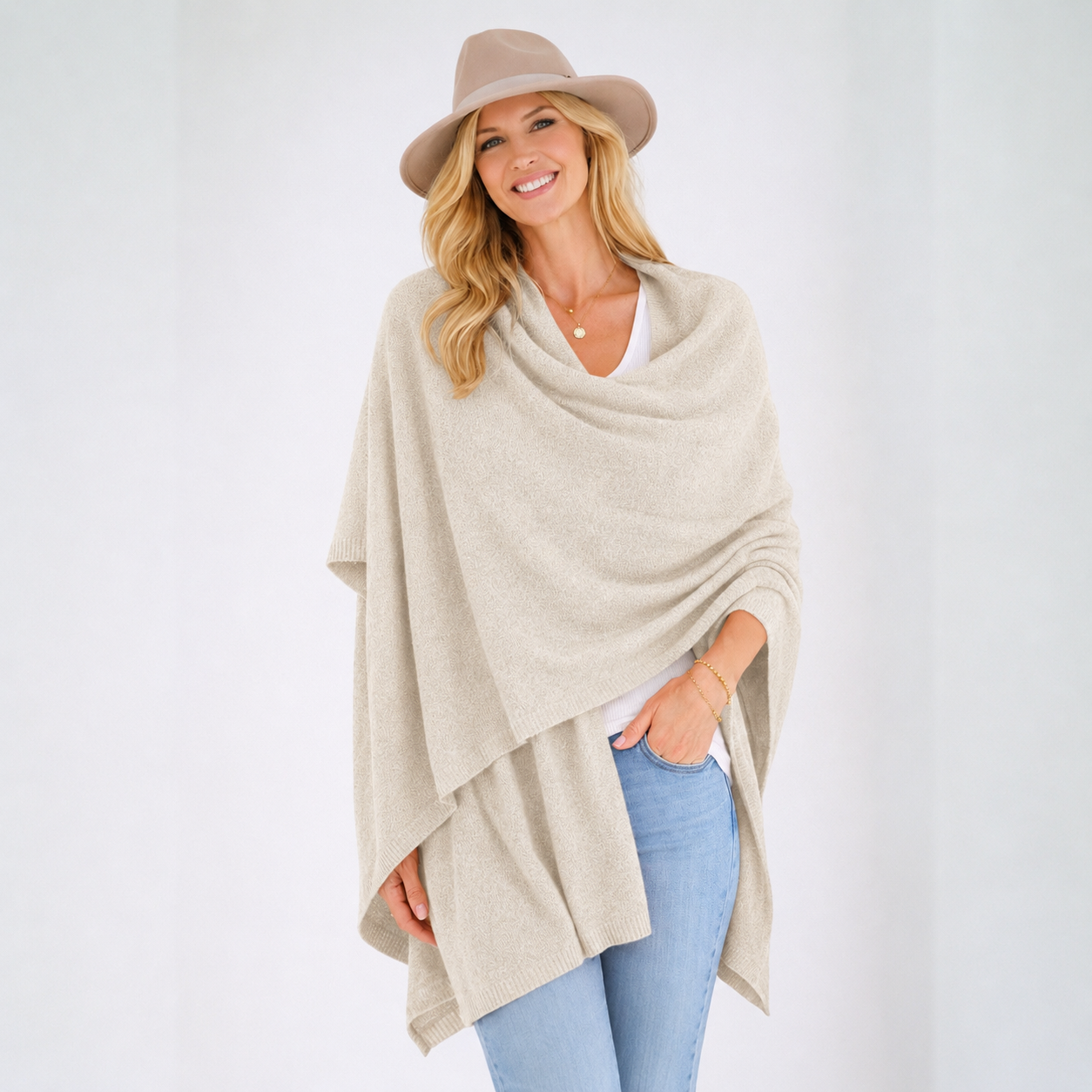 100% Cashmere 2 ply Knitted Julian Oversized Wrap -Unisex -30 Colours available