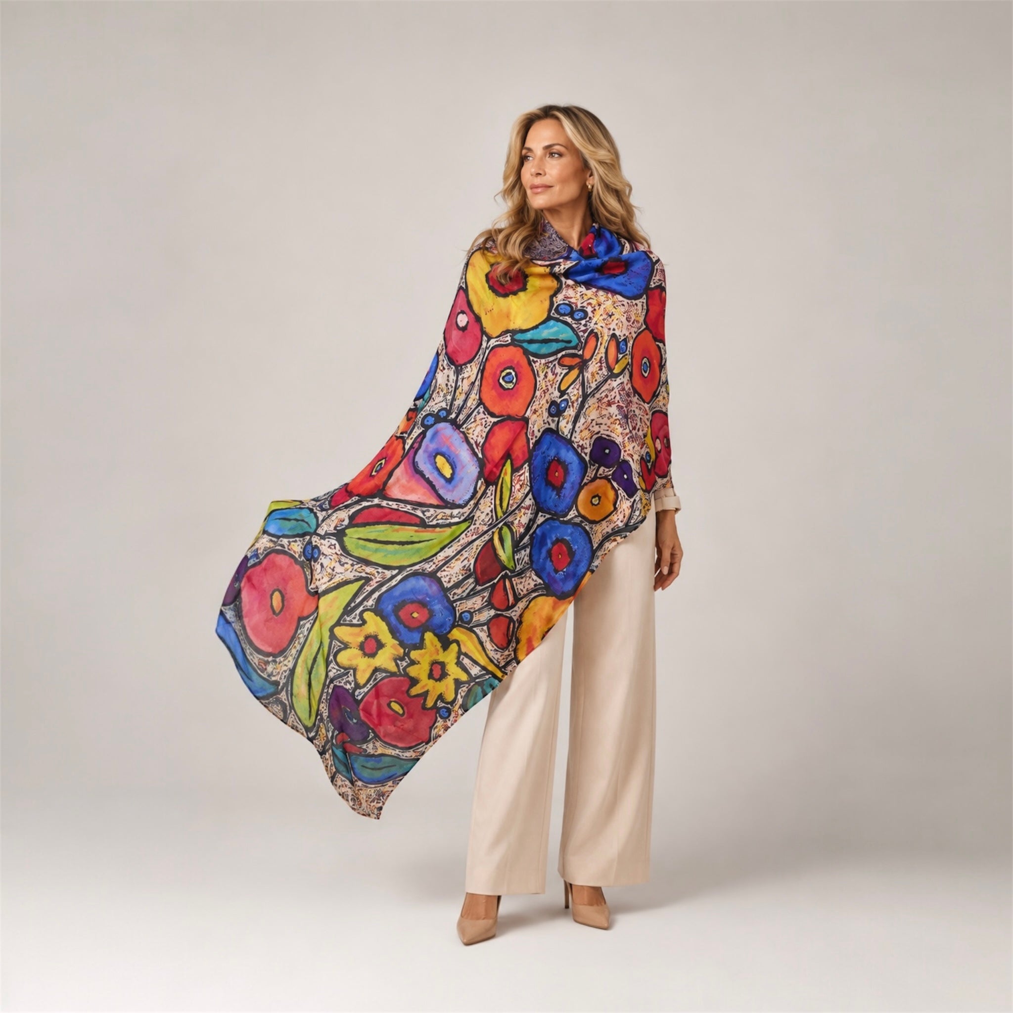 Cashmere Printed Wearable art Julian Ultralight Scarf-More Designs Available