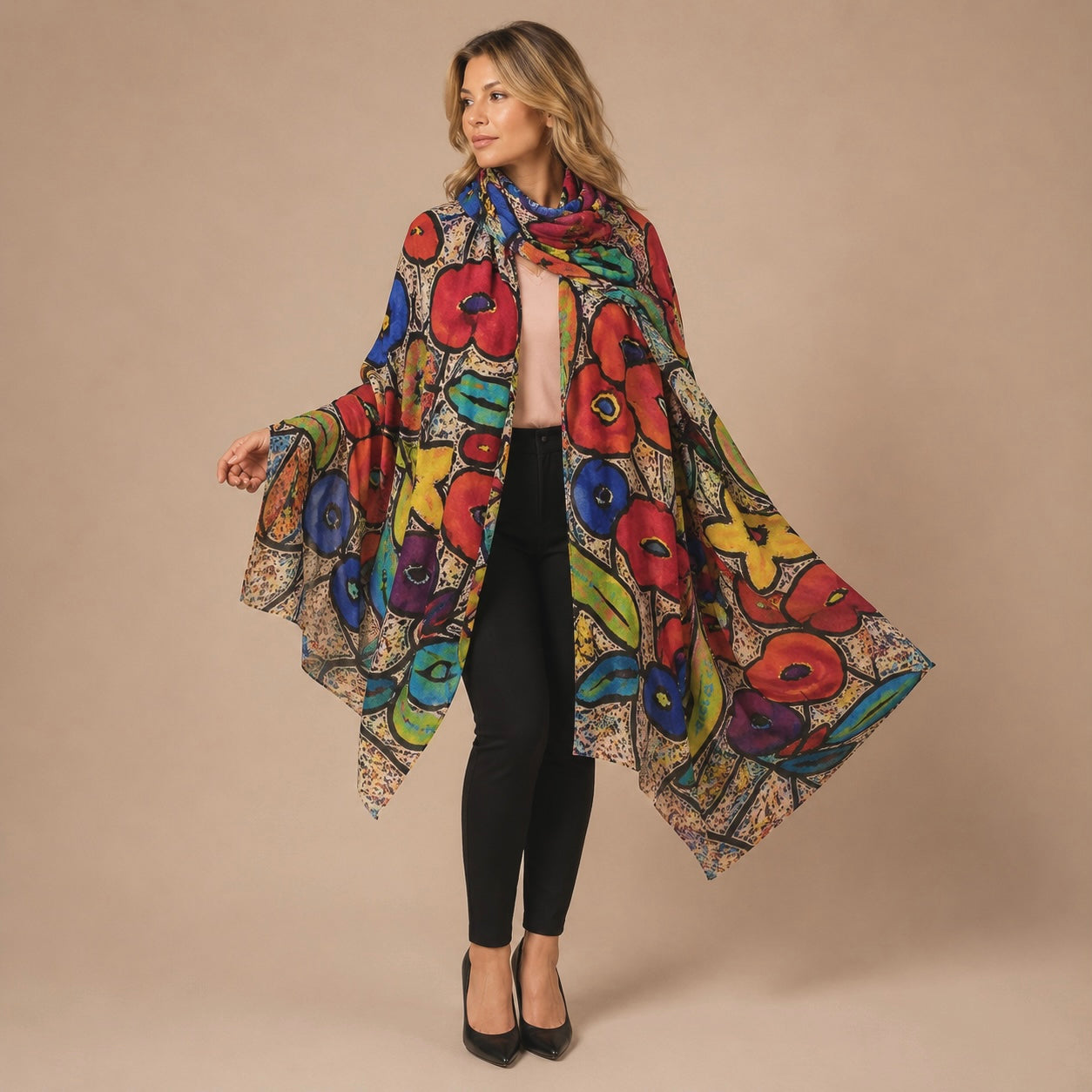Cashmere Printed Wearable art Julian Ultralight Scarf-More Designs Available