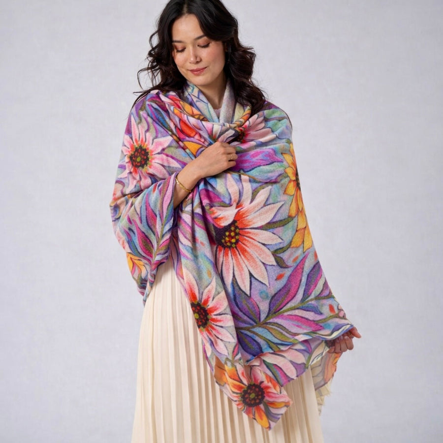 Floral Artisans -100% Cashmere Julian Scarf /Wrap