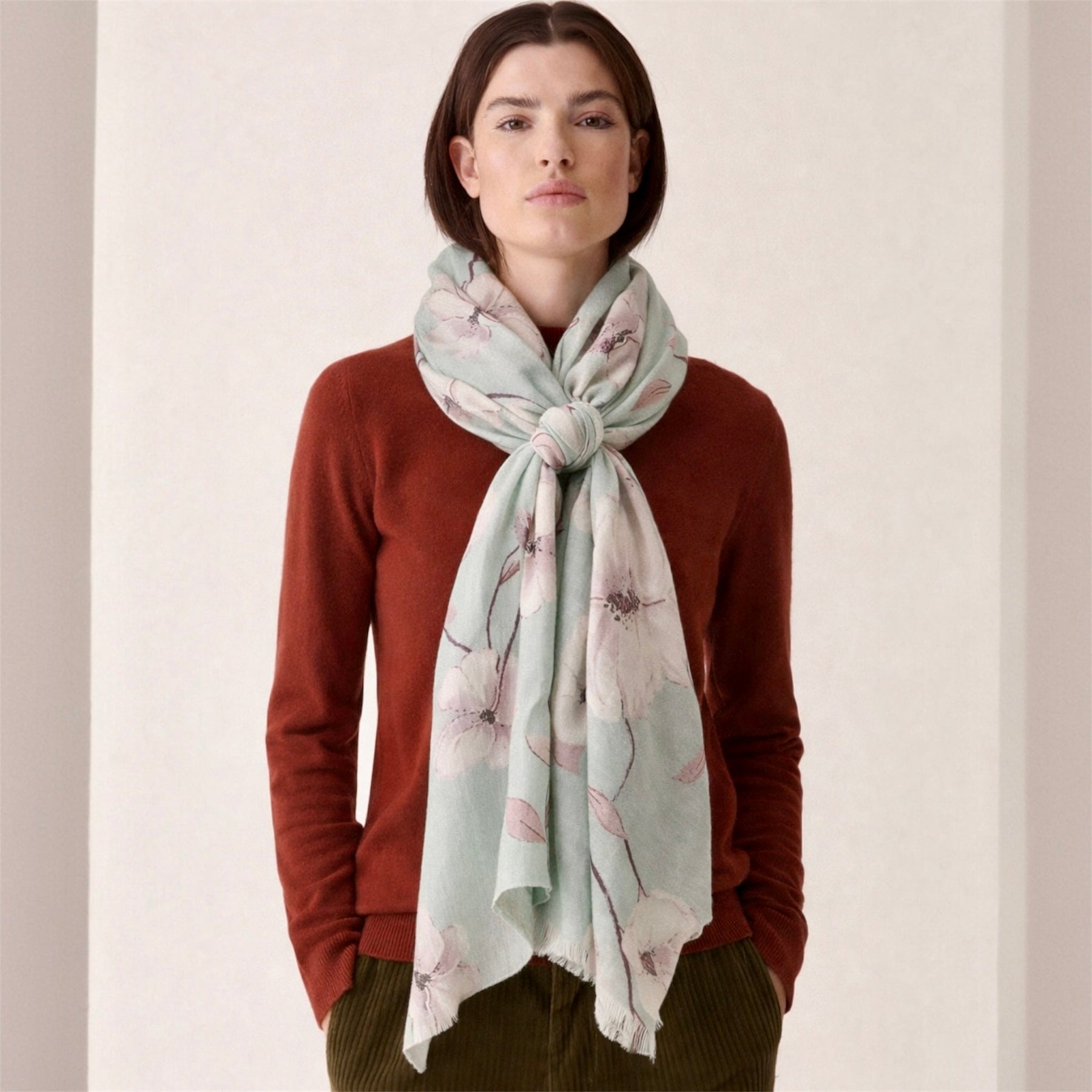 Cashmere Printed Wearable art Julian Ultralight Scarf-More Designs Available