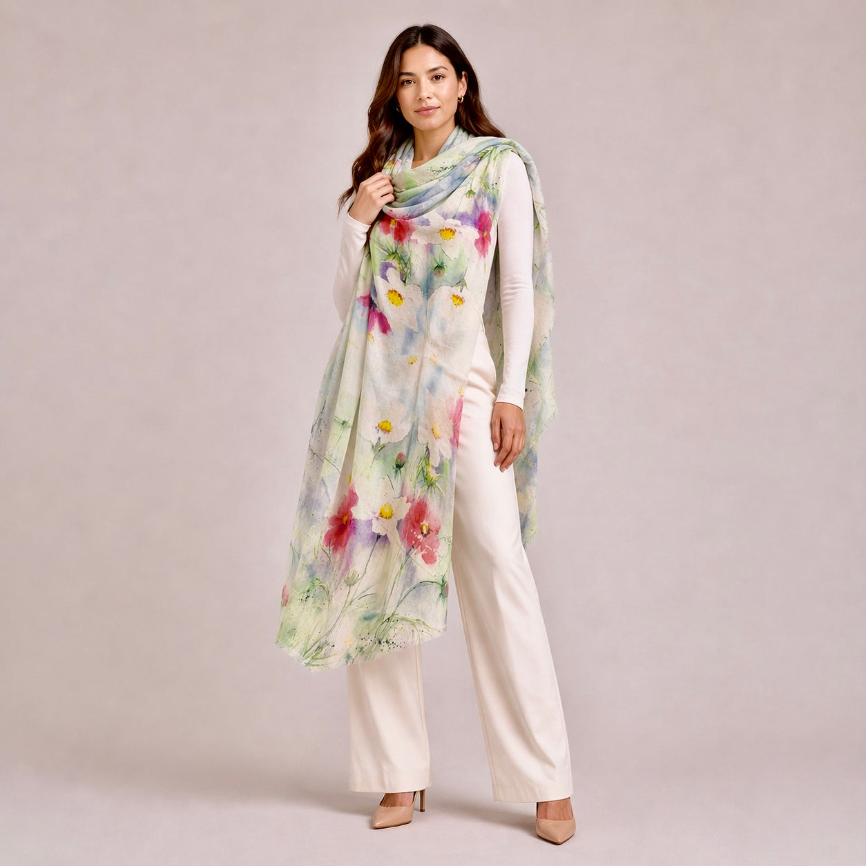 Cashmere Printed Wearable art Julian Ultralight Scarf-More Designs Available