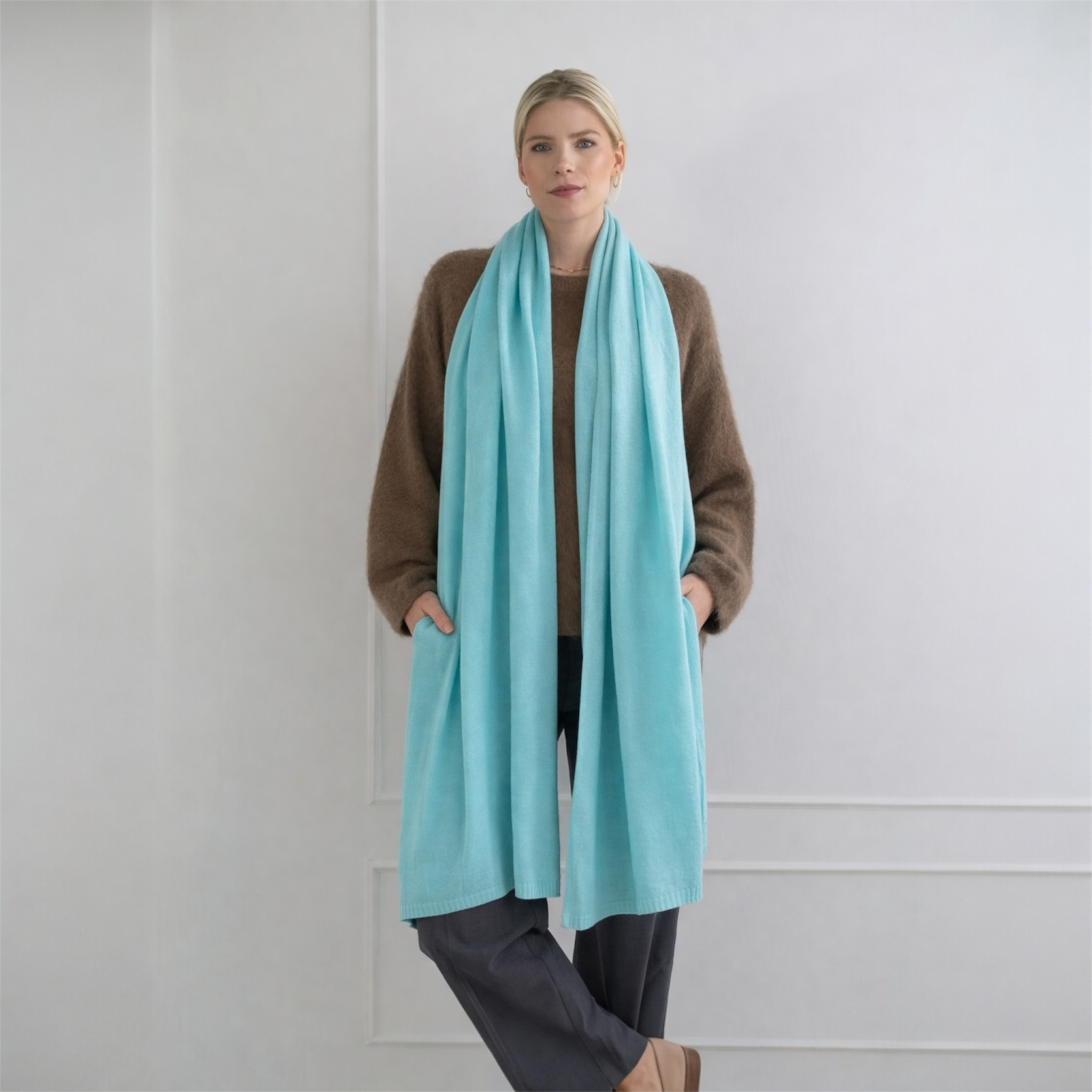 100% Cashmere 2 ply Knitted Julian Oversized Wrap -Unisex -30 Colours available
