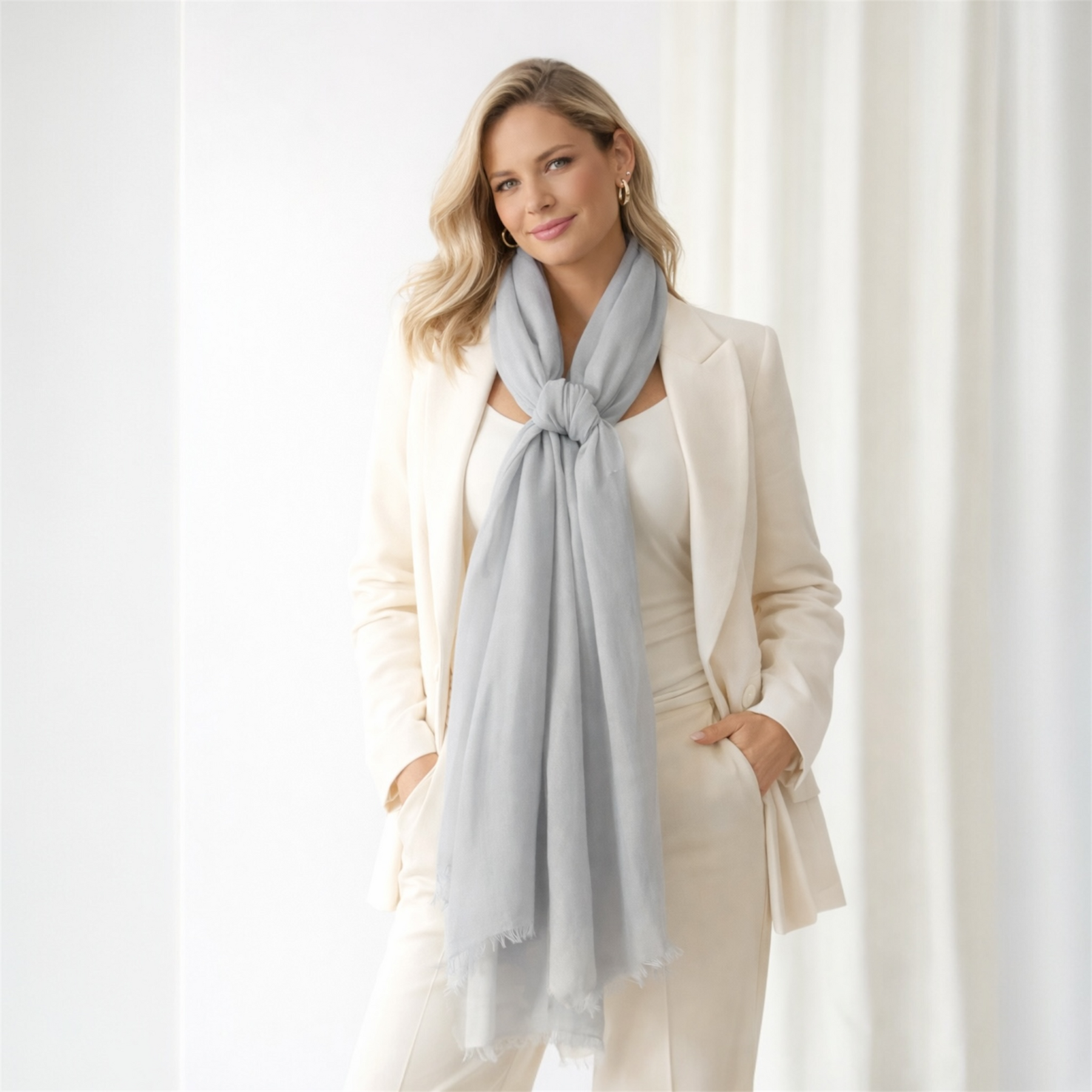 Julian Ultra fine Cashmere oversized scarf/ wrap/ shawl-Grey