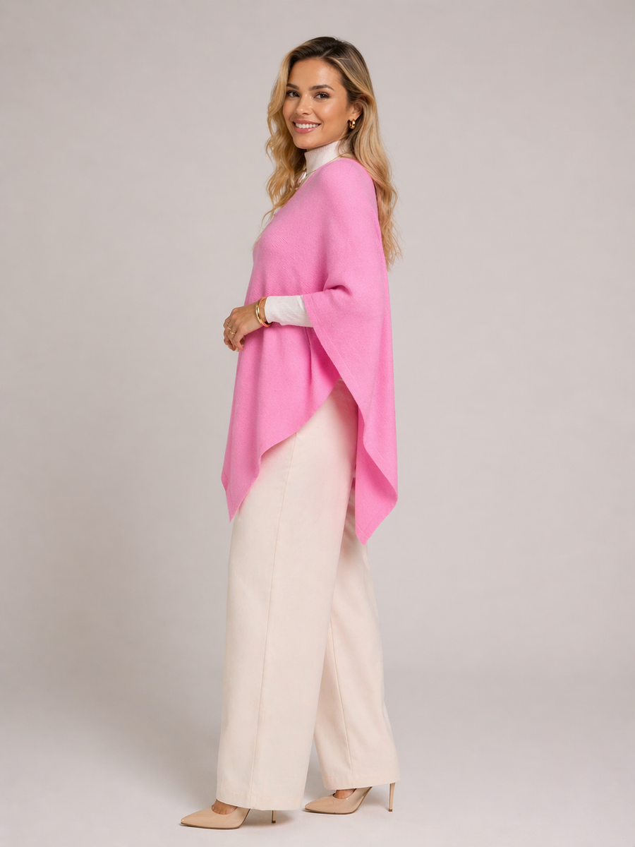 Pink V Neck Julian Cashmere Poncho