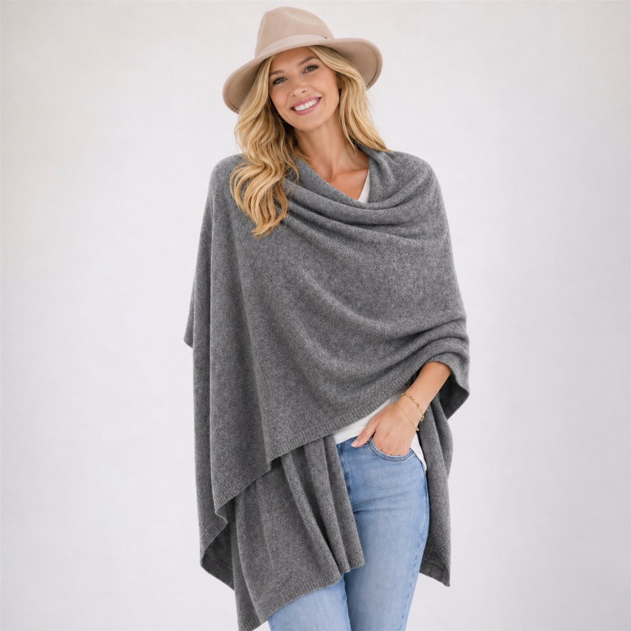 100% Cashmere 2 ply Knitted Julian Oversized Wrap -Unisex -30 Colours available