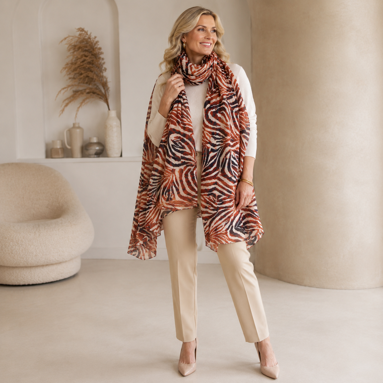 Cashmere Printed Wearable art Julian Ultralight Scarf-More Designs Available