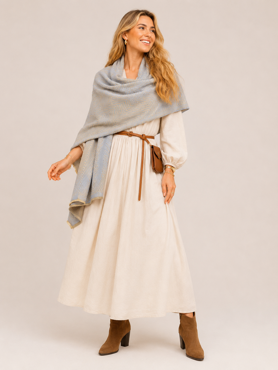 Julian Cashmere Woven Scarf Hues of Blue