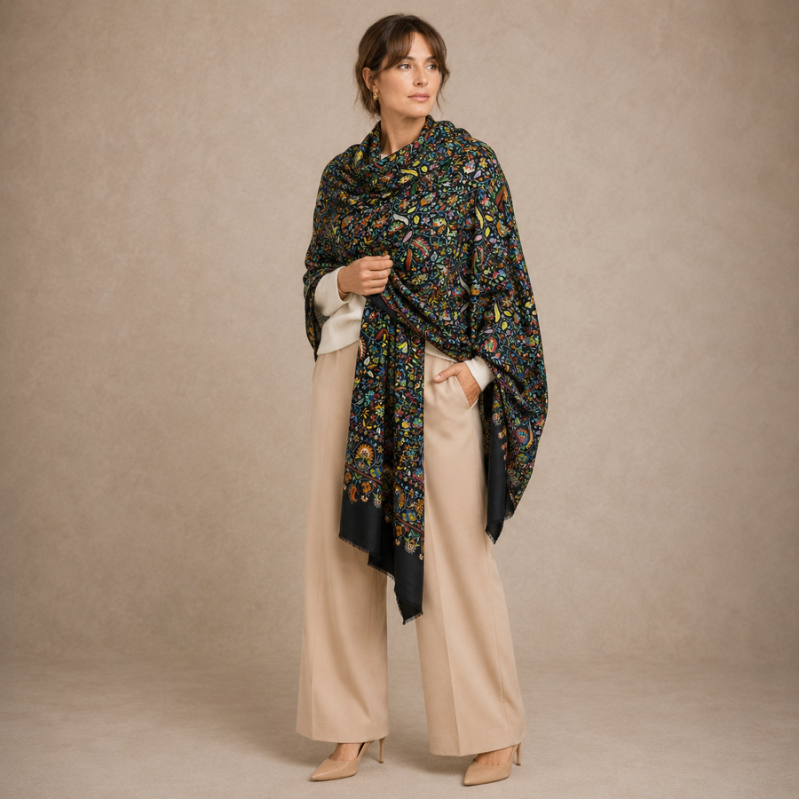 Maya Julian Black Cashmere Silk Scarf