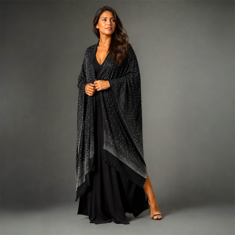 Julian Cashmere Pashmina Swarovski Crystals Handwoven Wedding Wrap Shawl