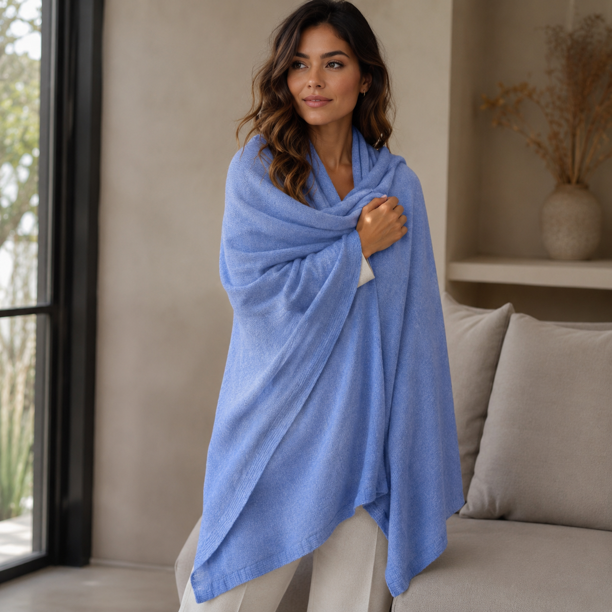 100% Cashmere 2 ply Knitted Julian Oversized Wrap -Unisex -30 Colours available