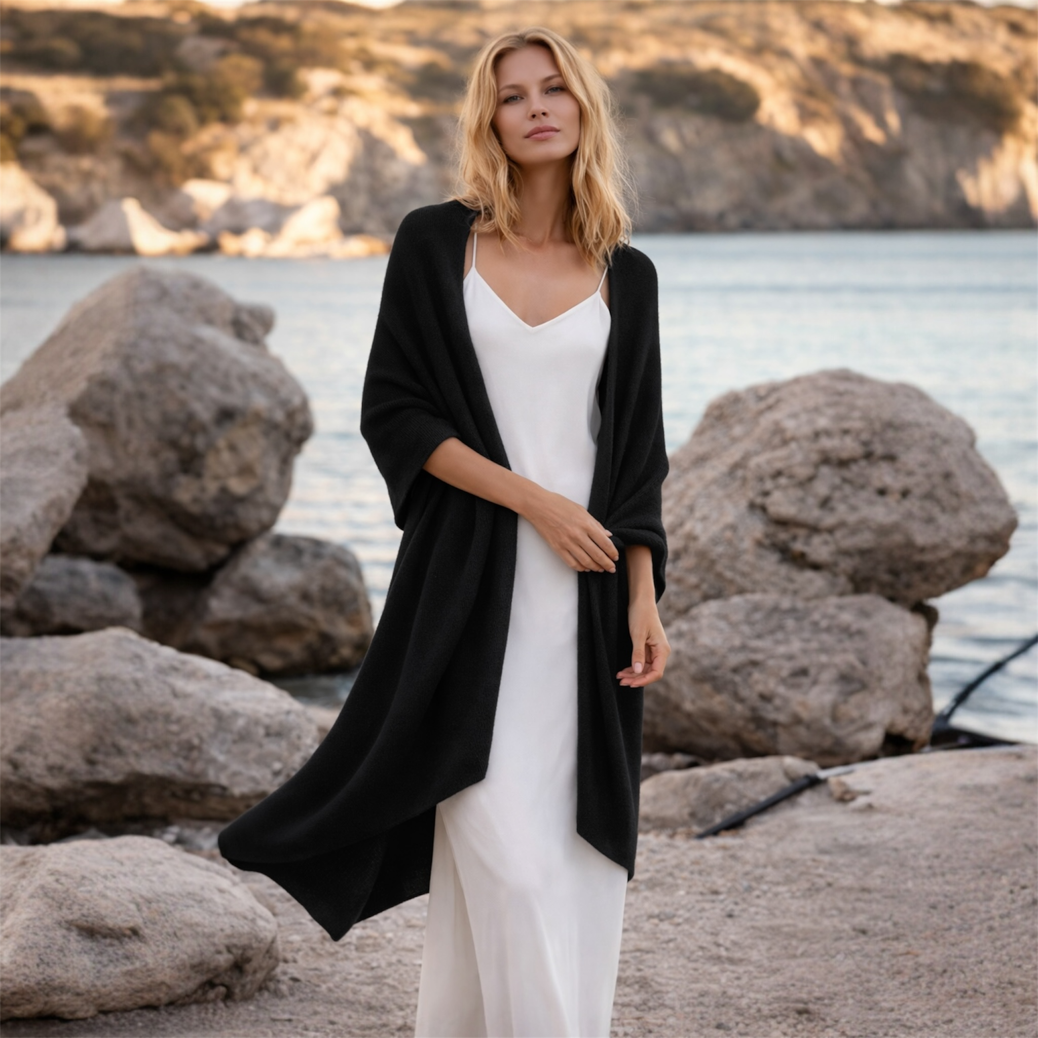 100% Cashmere 2 ply Knitted Julian Oversized Wrap -Unisex -30 Colours available