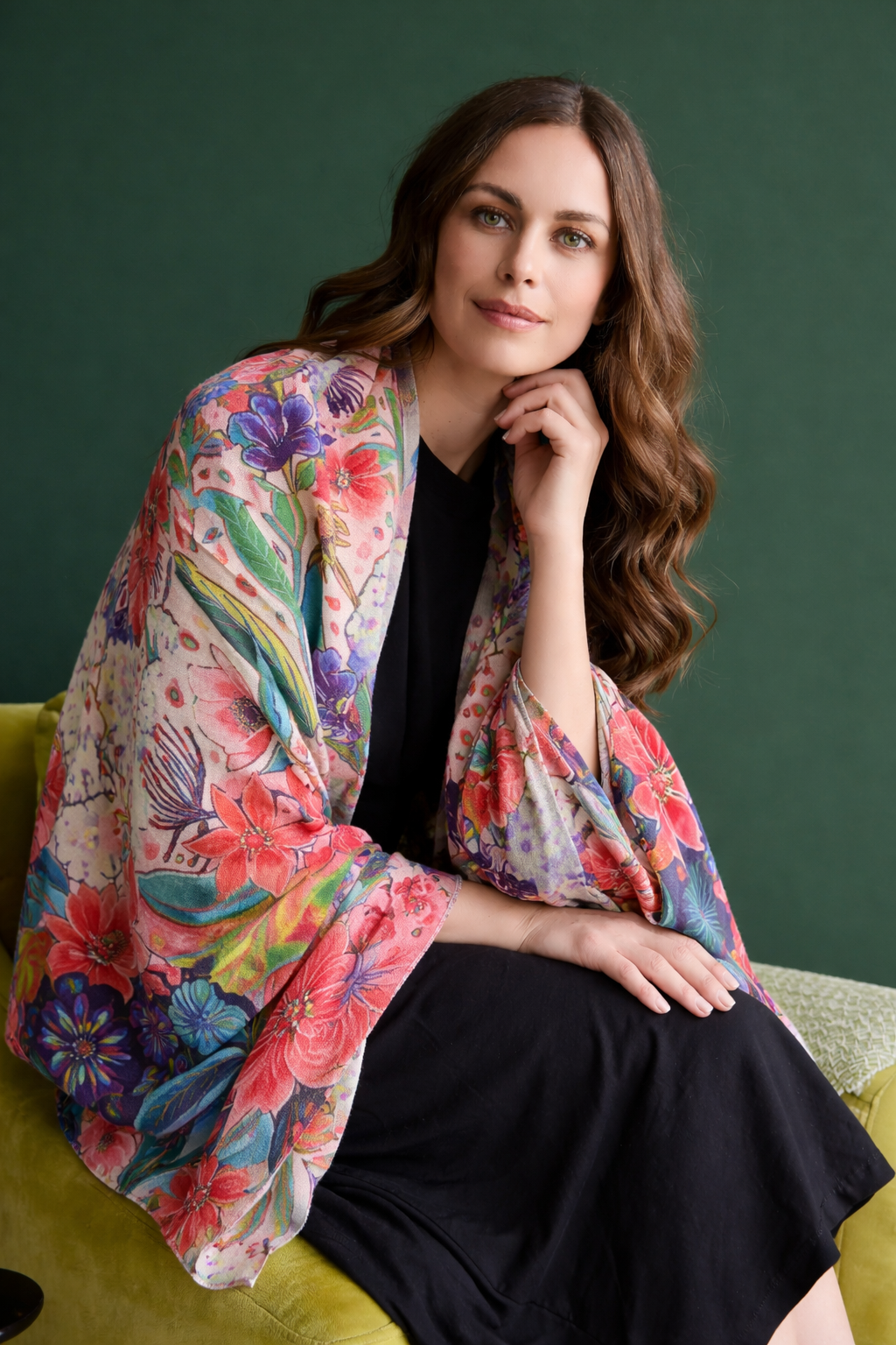 Cashmere Printed Wearable art Julian Ultralight Scarf-More Designs Available