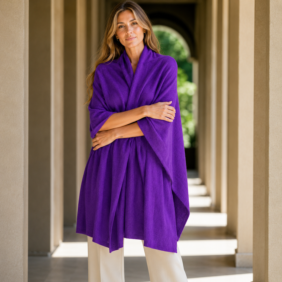 Julian Cashmere Extra large Travel Wrap/Shawl-Purple