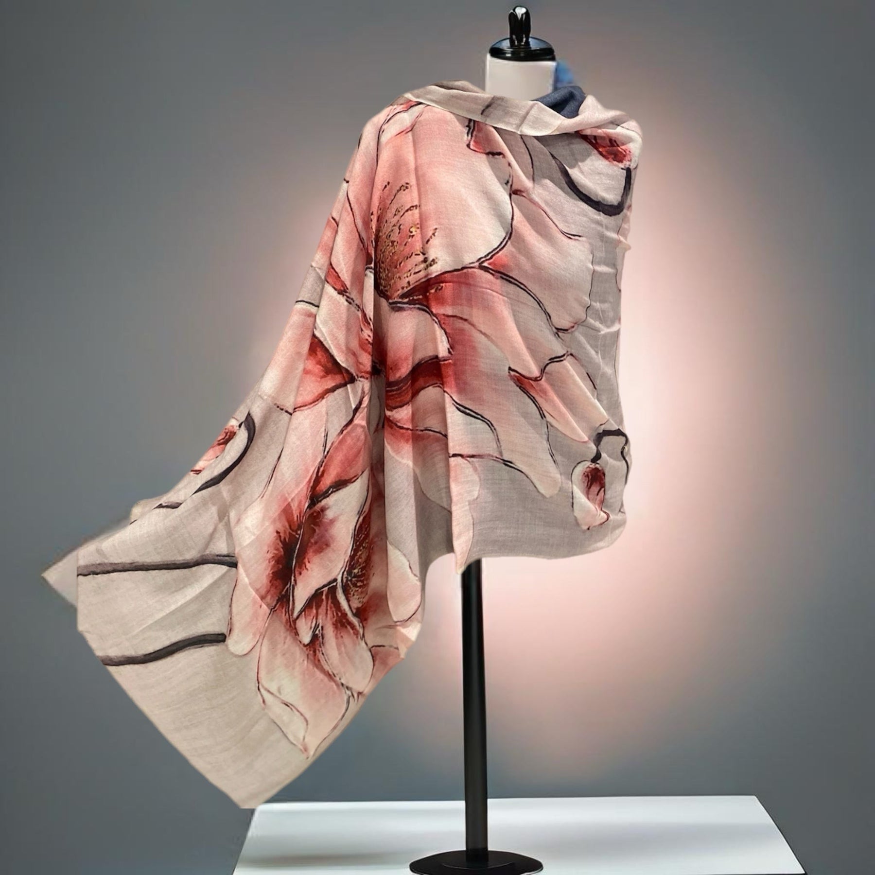 Cashmere Printed Wearable art Julian Ultralight Scarf-More Designs Available