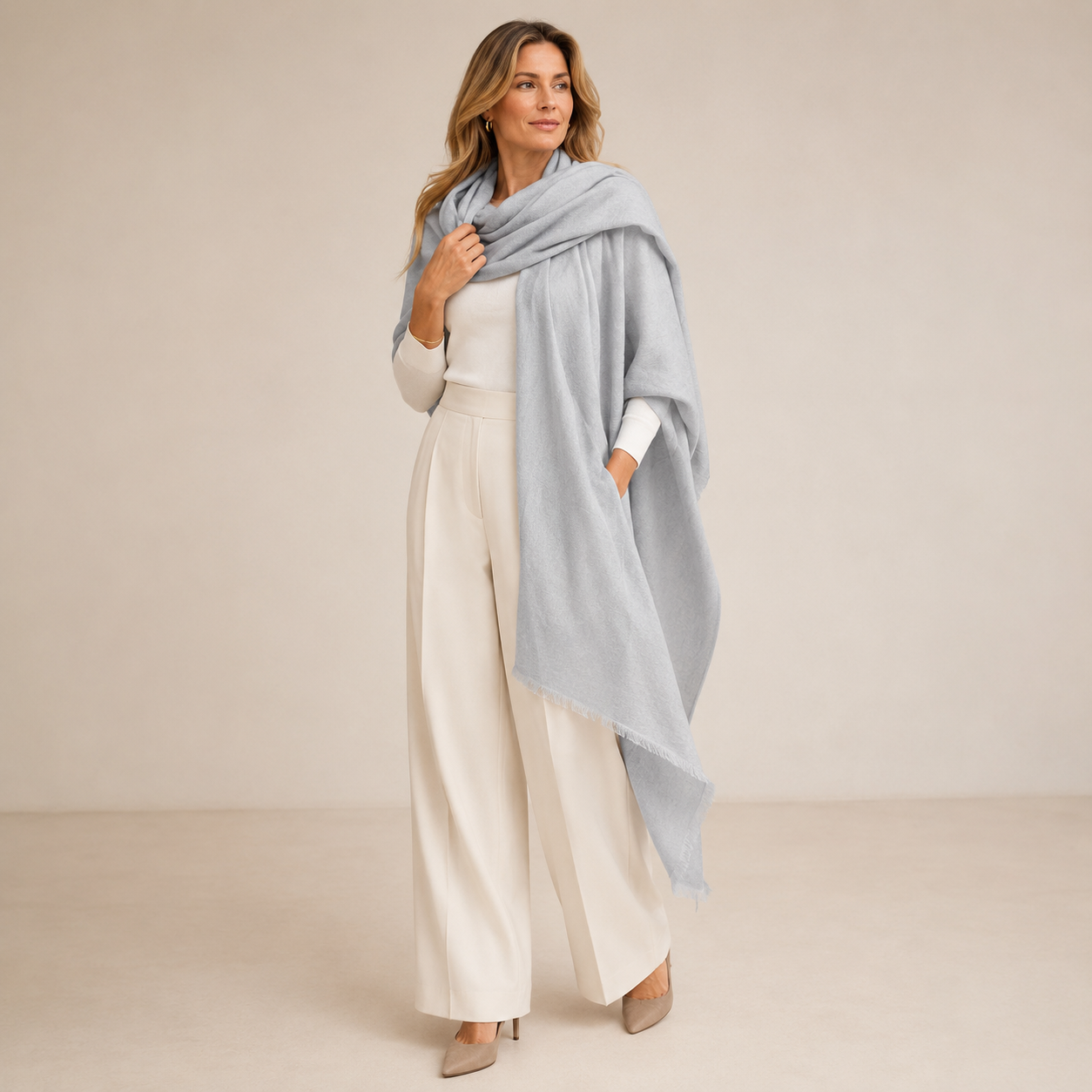 Julian Ultra fine Cashmere oversized scarf/ wrap/ shawl-Grey