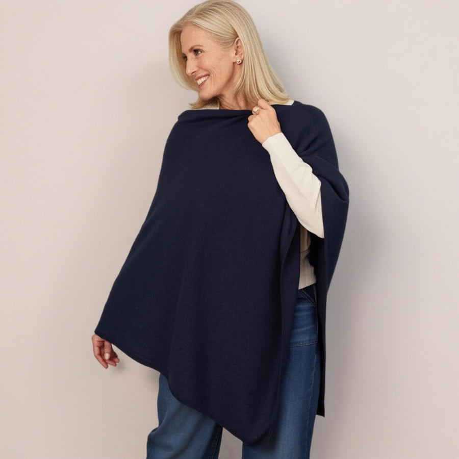 Navy Blue Julian Cashmere Poncho