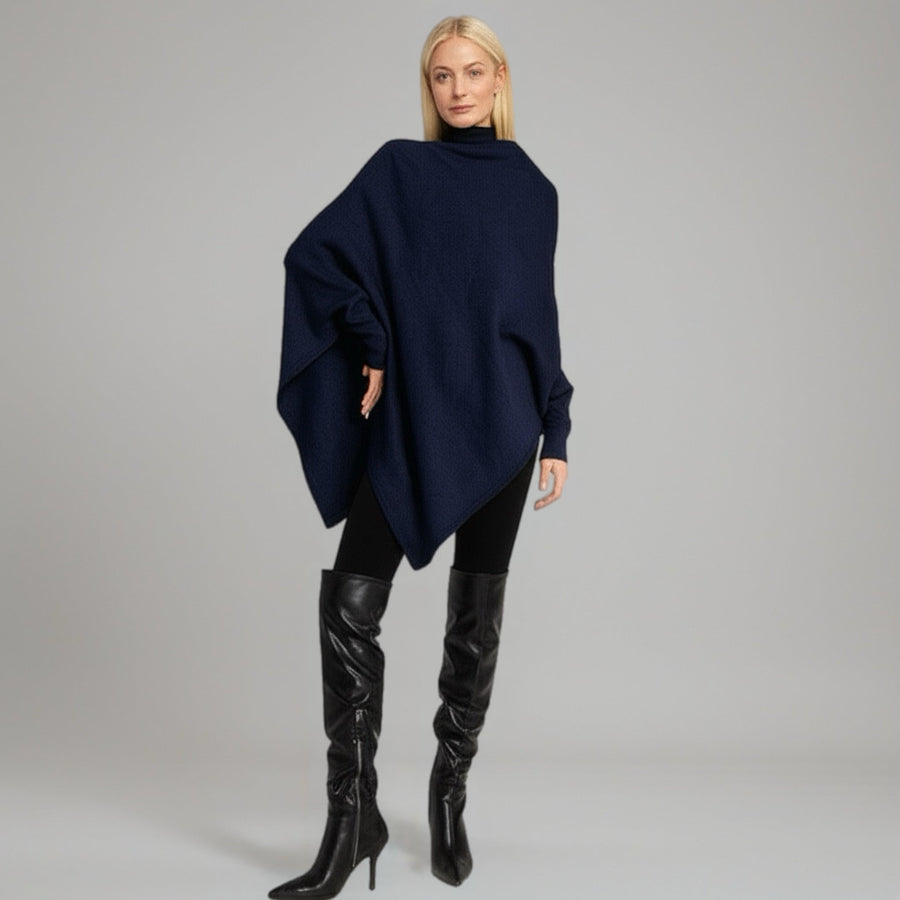 Navy Blue Julian Cashmere Poncho