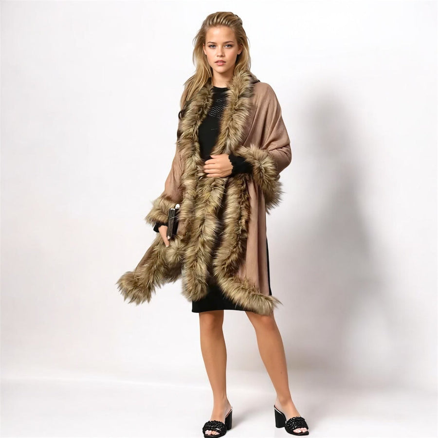 Pure Cashmere Julian Shawl Shawl Wrap Scarf with Fur