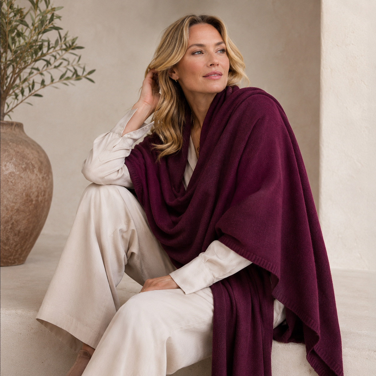 100% Cashmere 2 ply Knitted Julian Oversized Wrap -Unisex -30 Colours available