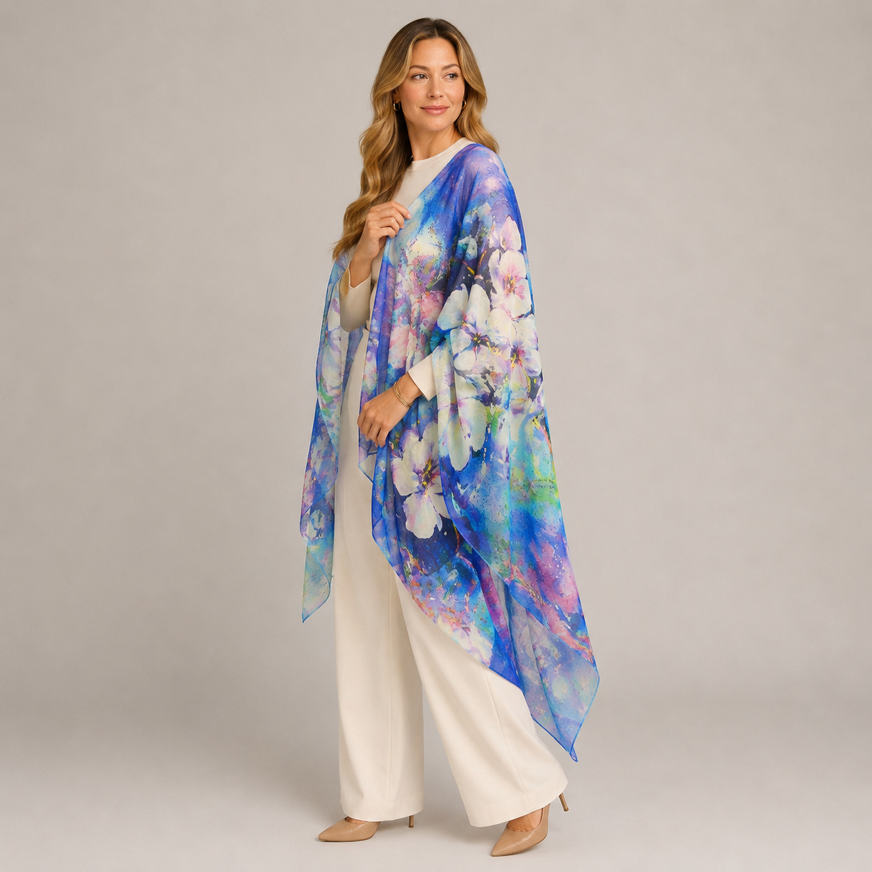 Cashmere Printed Wearable art Julian Ultralight Scarf-More Designs Available