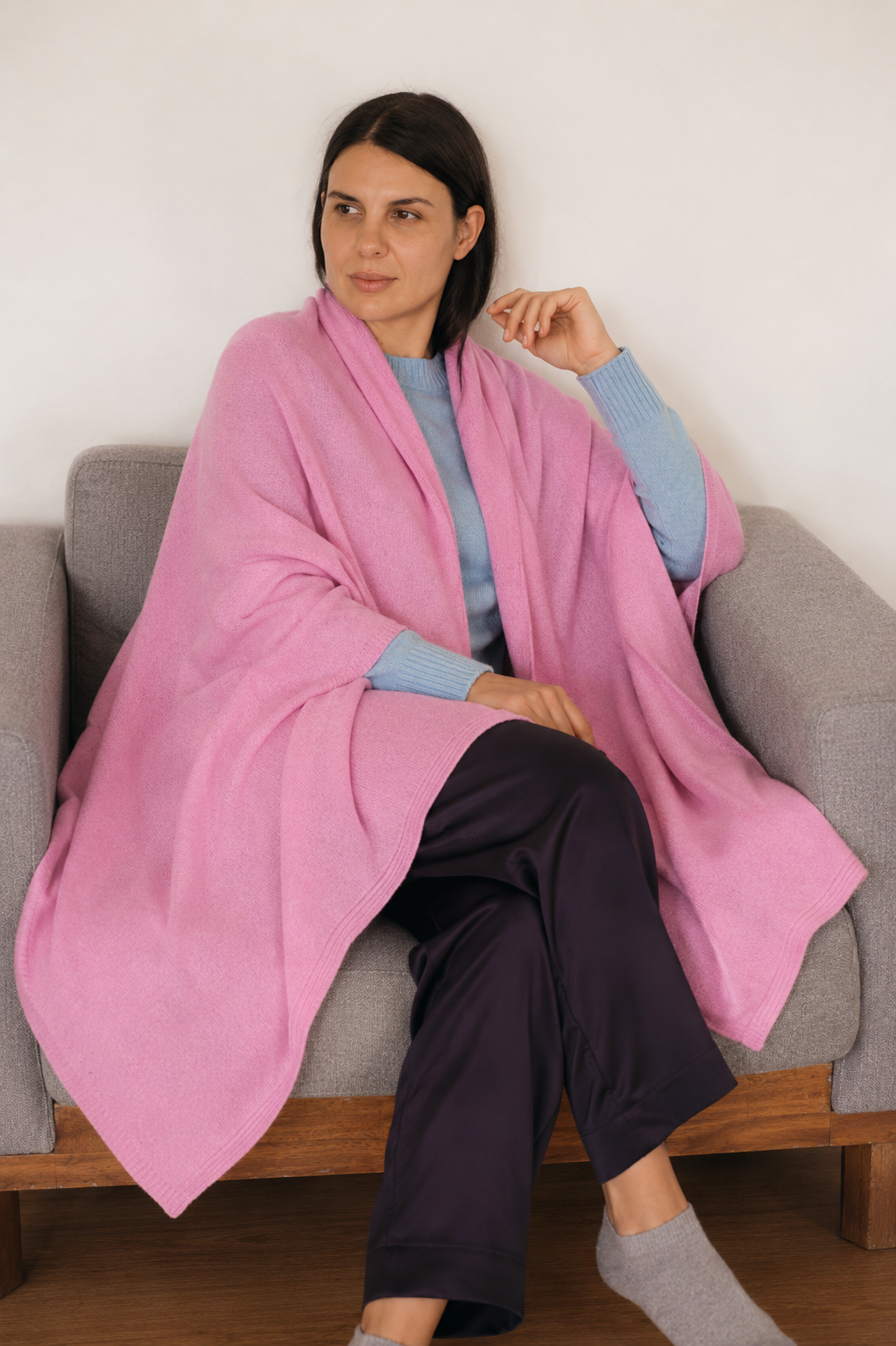 100% Cashmere 2 ply Knitted Julian Oversized Wrap -Unisex -30 Colours available