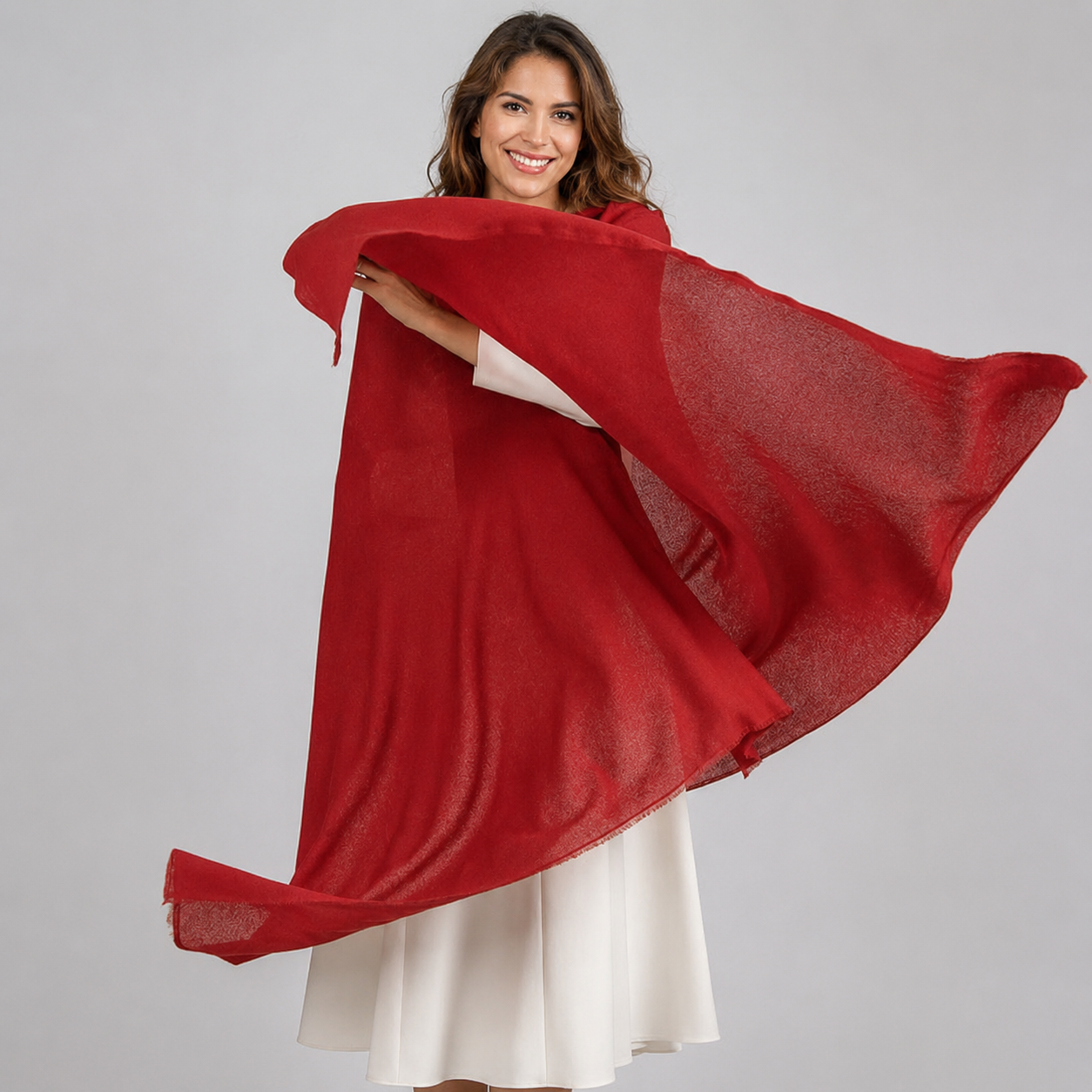 Julian Oversized handwoven pure cashmere scarf- Burgundy Wine