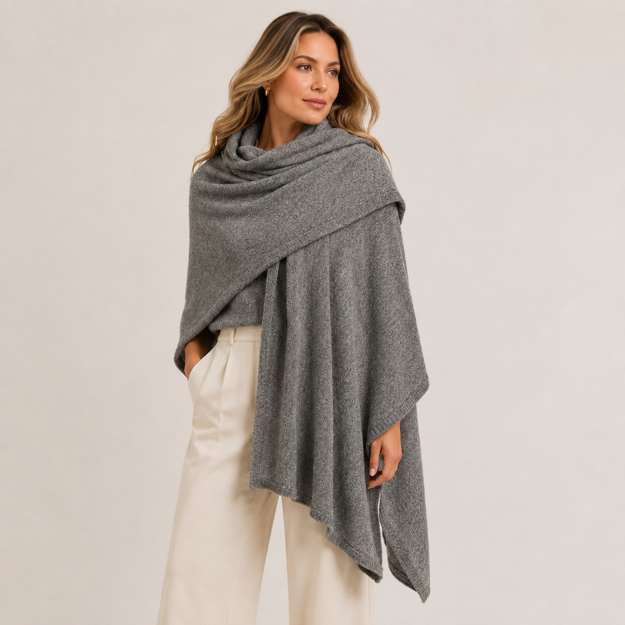 100% Cashmere 2 ply Knitted Julian Oversized Wrap -Unisex -30 Colours available