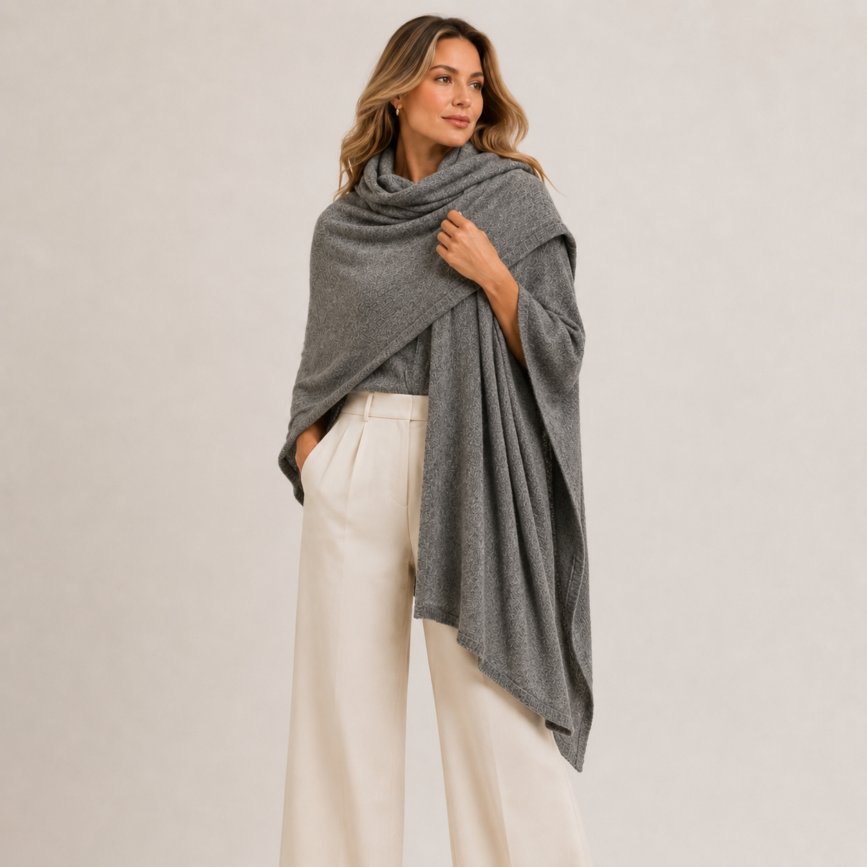 100% Cashmere 2 ply Knitted Julian Oversized Wrap -Unisex -30 Colours available